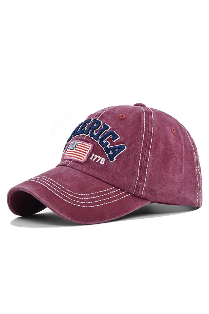 UNISHE - America Flag Embroidered Baseball Cap DXCB327: Navy / One Size