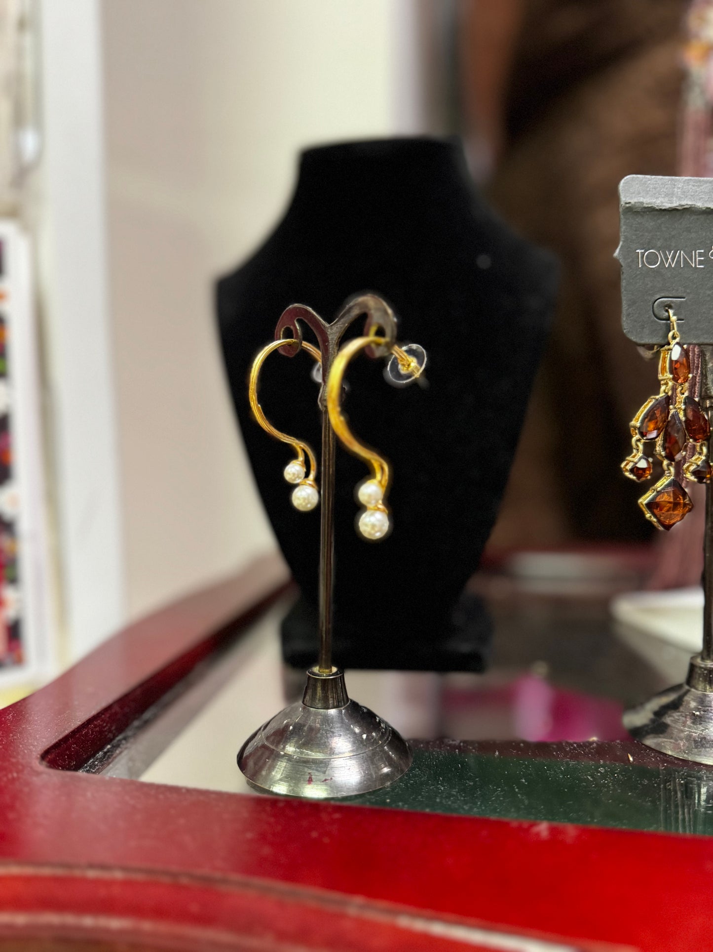 Karine Sultan Double Pearl Drop Earrings