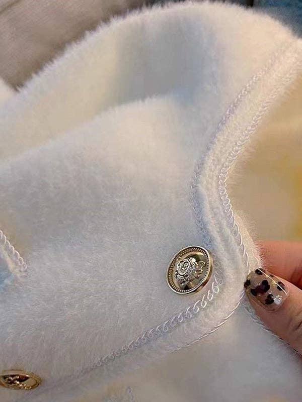 UZ Wholesale Store - Buttoned Velvet Long Sleeves Loose Cardigan: BLACK / One_size