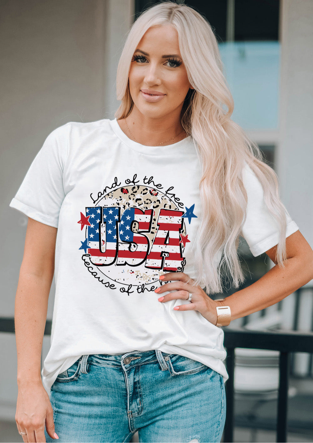 USA Graphic Round Neck Tee