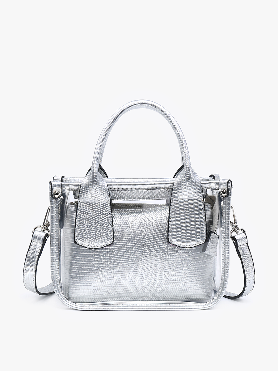Jen & Co. - M2225CR Stacey Clear Satchel w/ Inner Bag: Silver