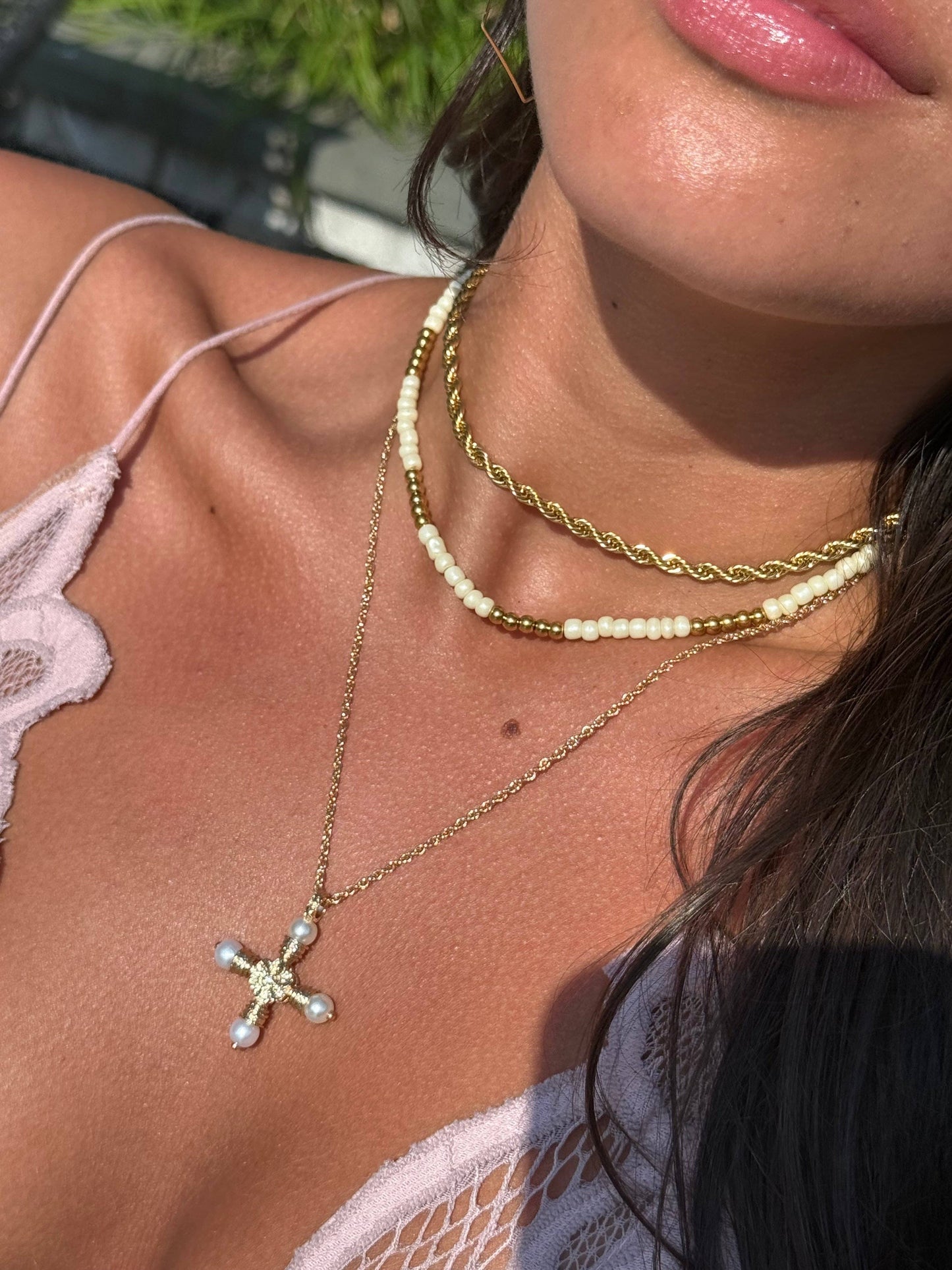 The Right Side Jewelry - Waterproof Pearl Cross