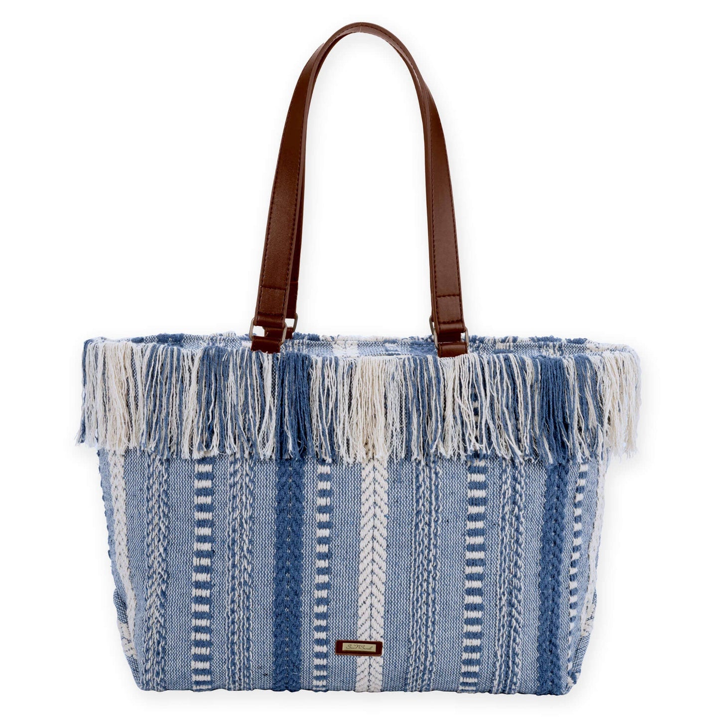 Headwear & Handbag Collections by Sun 'N' Sand - Blue, Woven Blues Shoulder Tote
