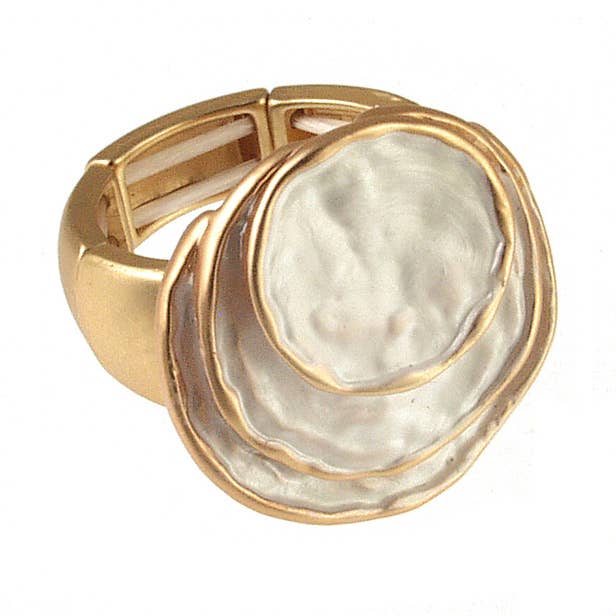Origin Jewelry - Stretch Ring, Layered Circles, Multiple Colors: Silver Gold