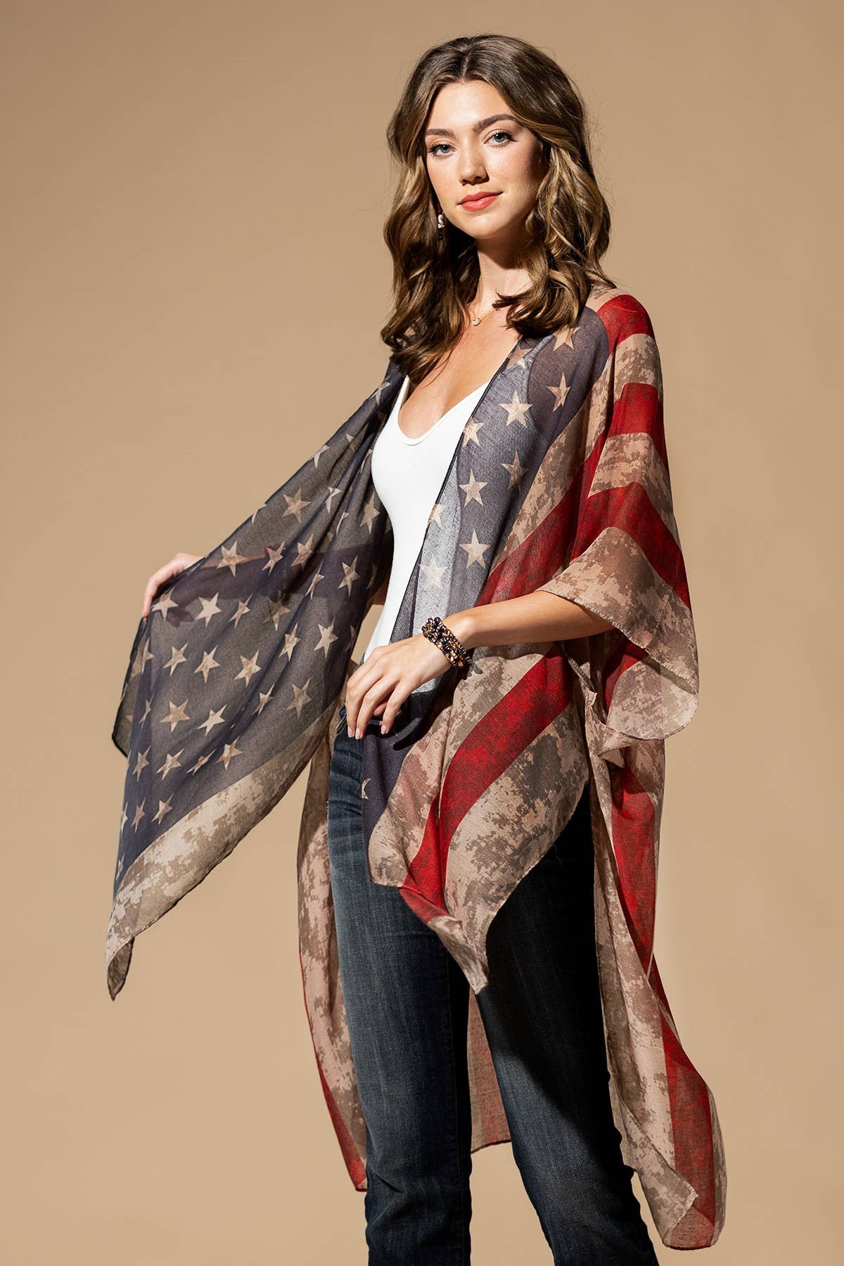 Urbanista - Vintage Stars & Stripes Kimono: NAVY / 2 / One Size