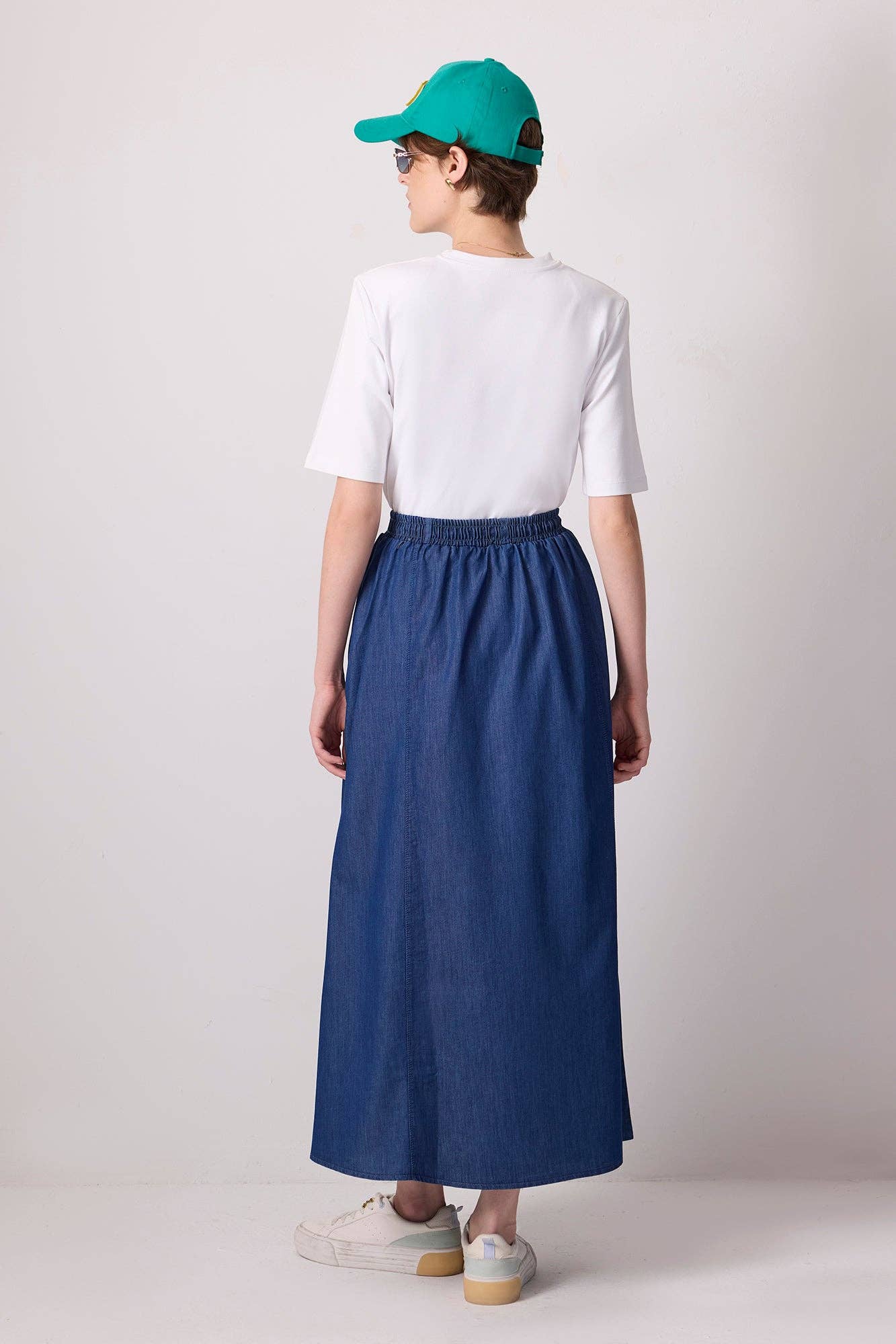 Touché Privé - ELASTIC WAIST DENIM-LOOK MAXI SKIRT