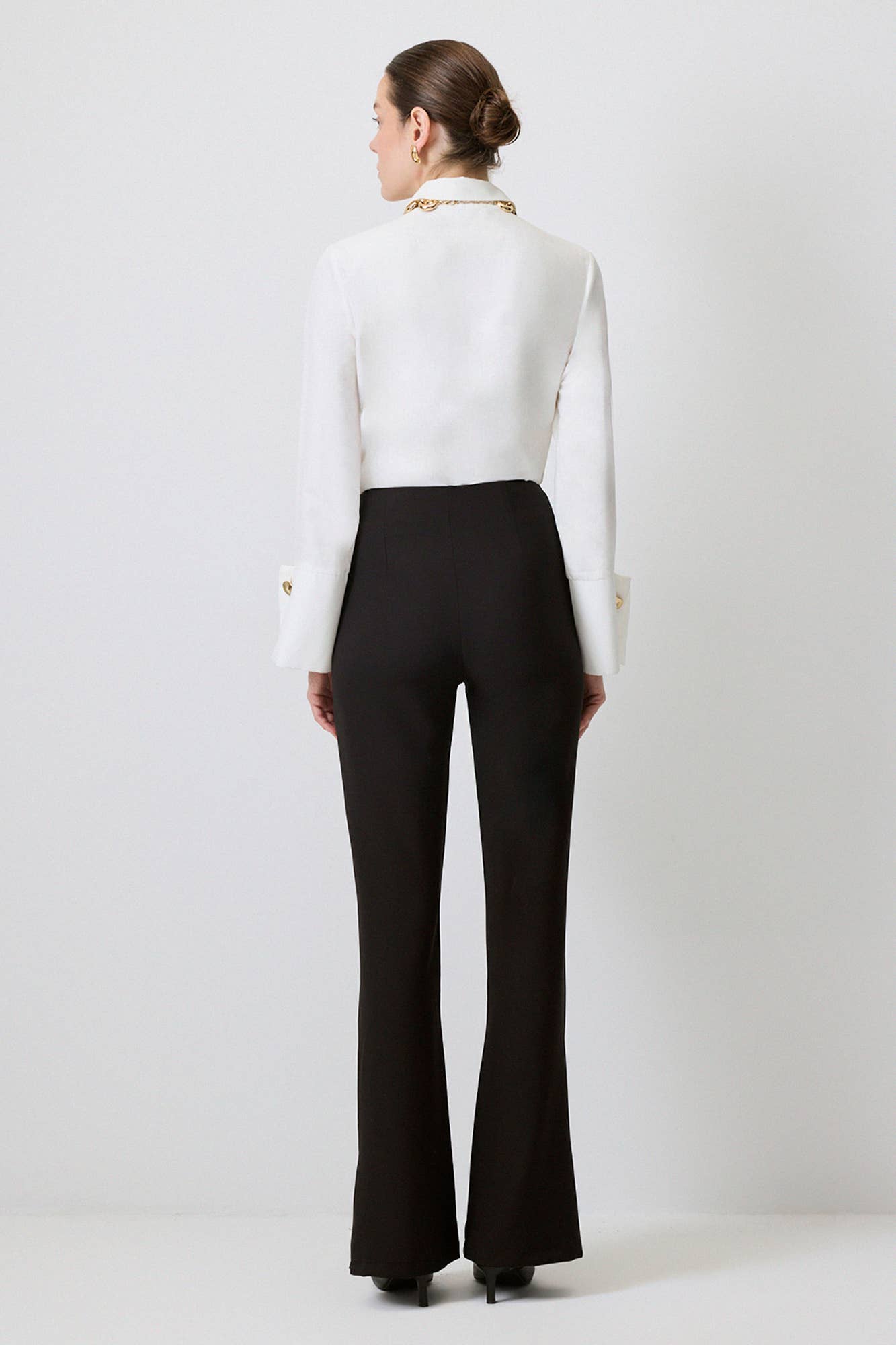 Touché Privé - SPRING DETAIL CREPE PANTS: Black / M