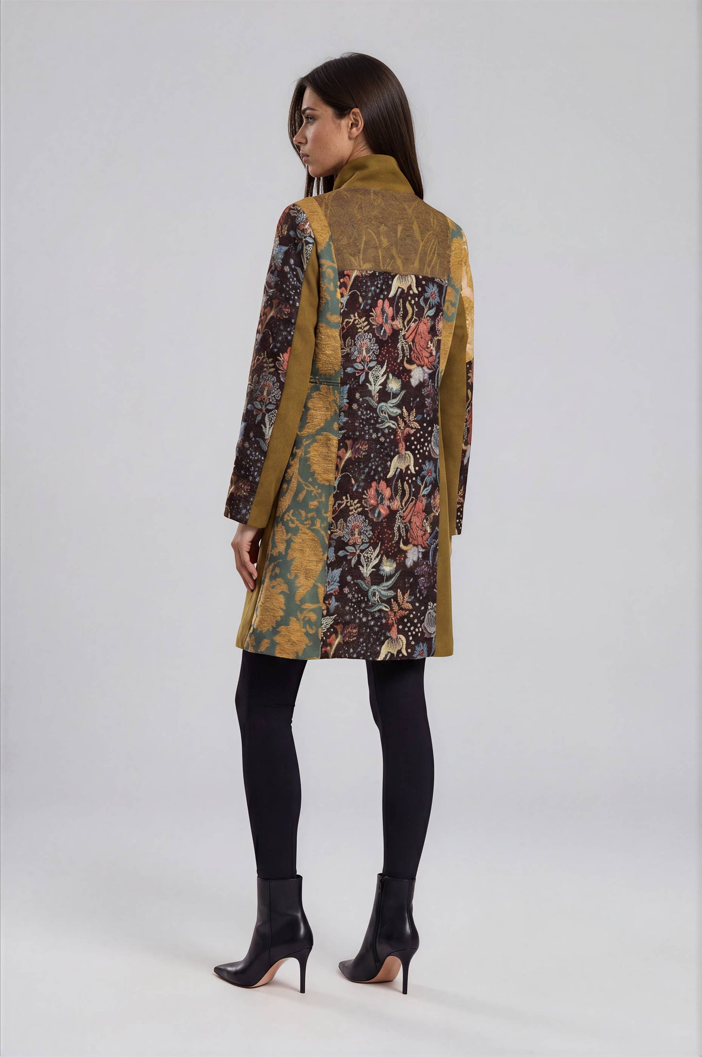 Adore - 2646-M Mixed Print Patchwork Stand Collar Jacket: S
