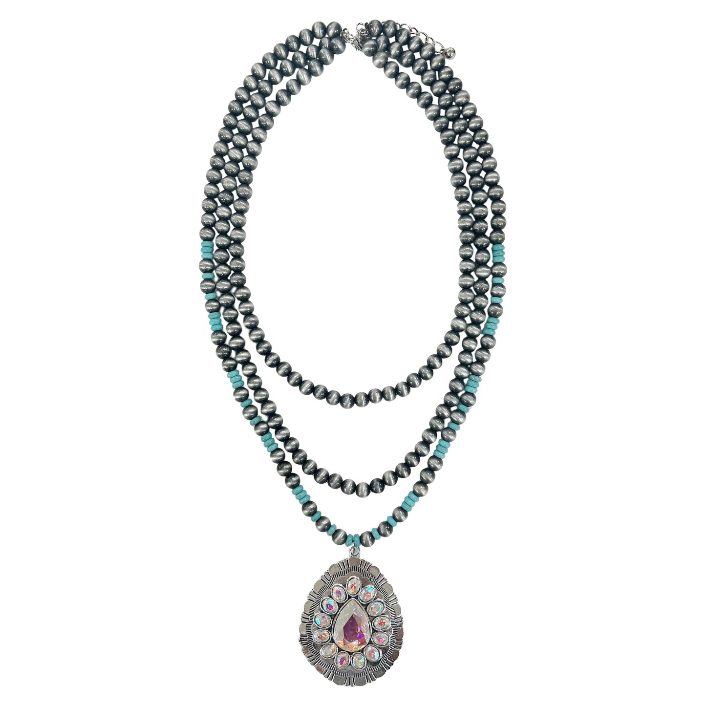 GRACE+EMMA by Southern Grace - Special Treatment Silver and Turquoise Layered Necklace: Silver Turquoise / One Size