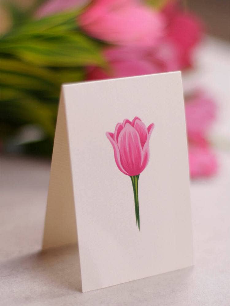 FreshCut Paper LLC - Pink Tulips (8 Pop-up Greeting Cards)