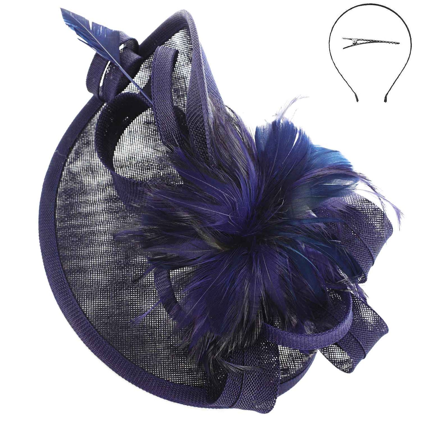 SP Sophia Collection - Fabric Mesh Feather Loop Fascinator: Fuchsia