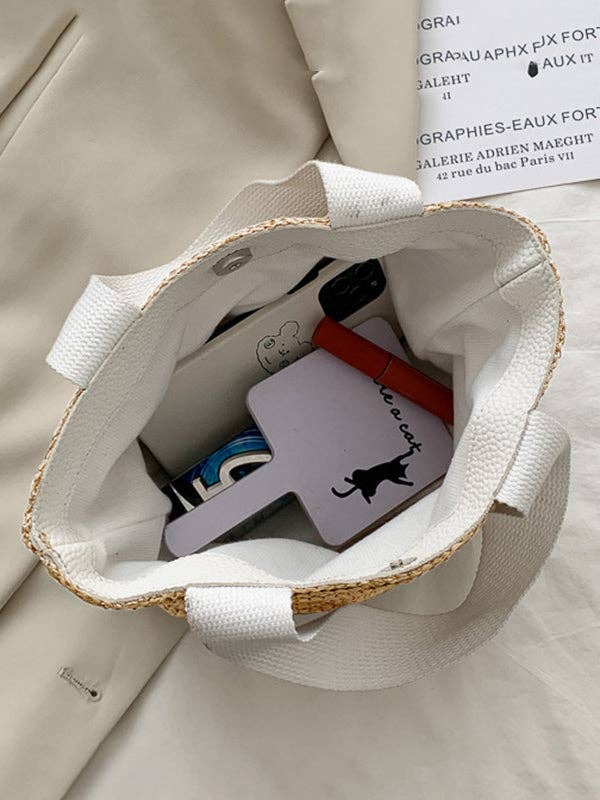 FurDecoration - Simple Casual Vacation Weave Bag: WHITE / One_size