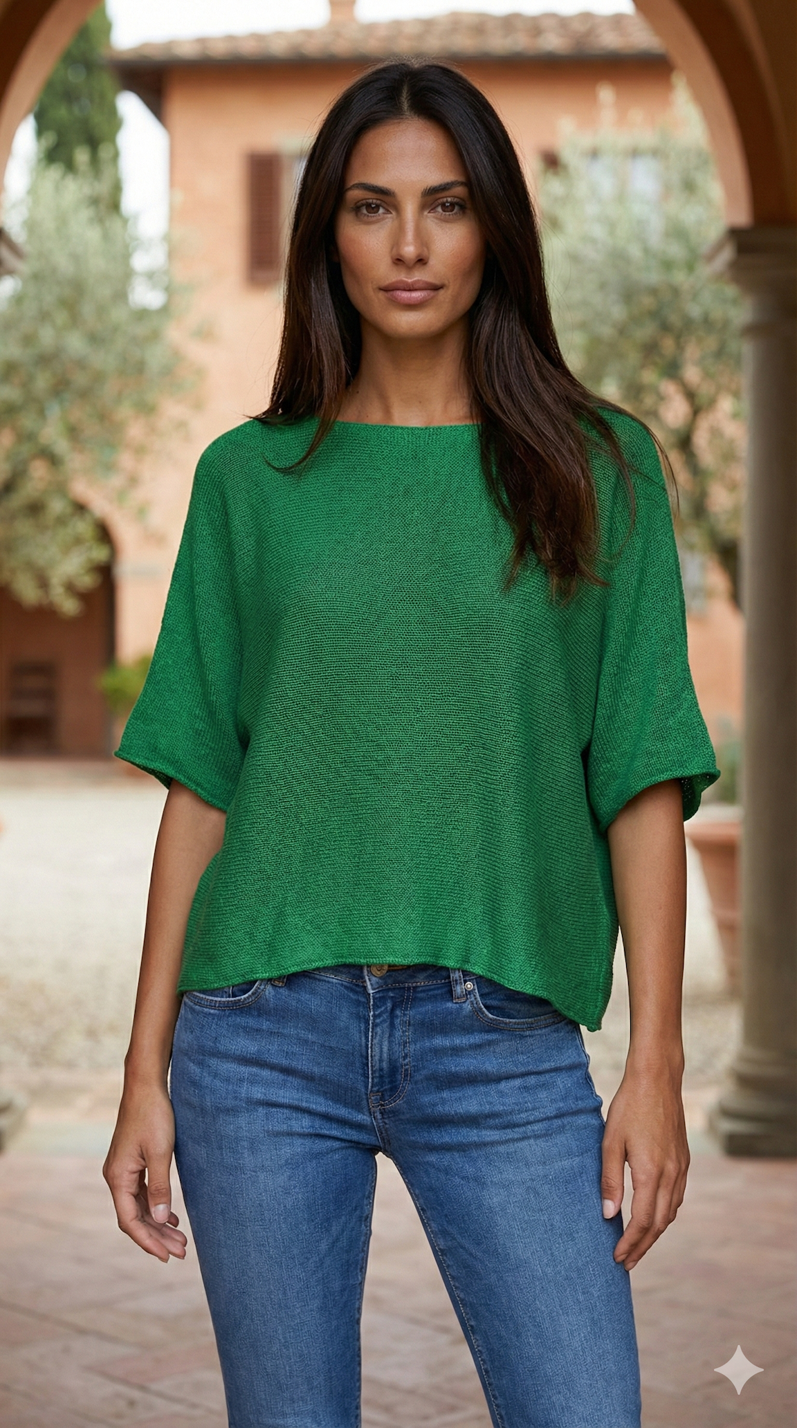 LOOWIE Italian OSFM Emerald Cotton Sweater