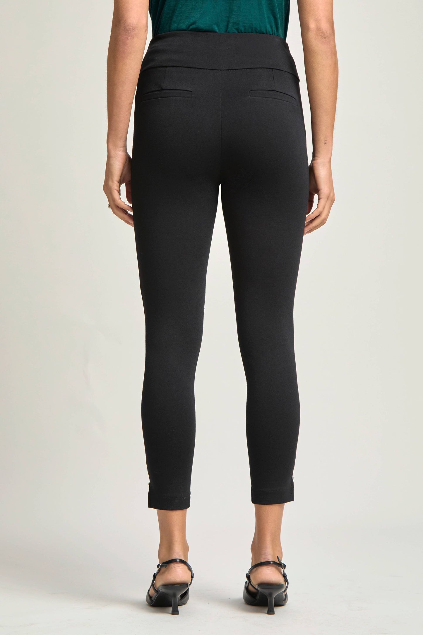 Dear Scarlett - High Waisted 26" Double Knit Ponte Pants: BLACK / M