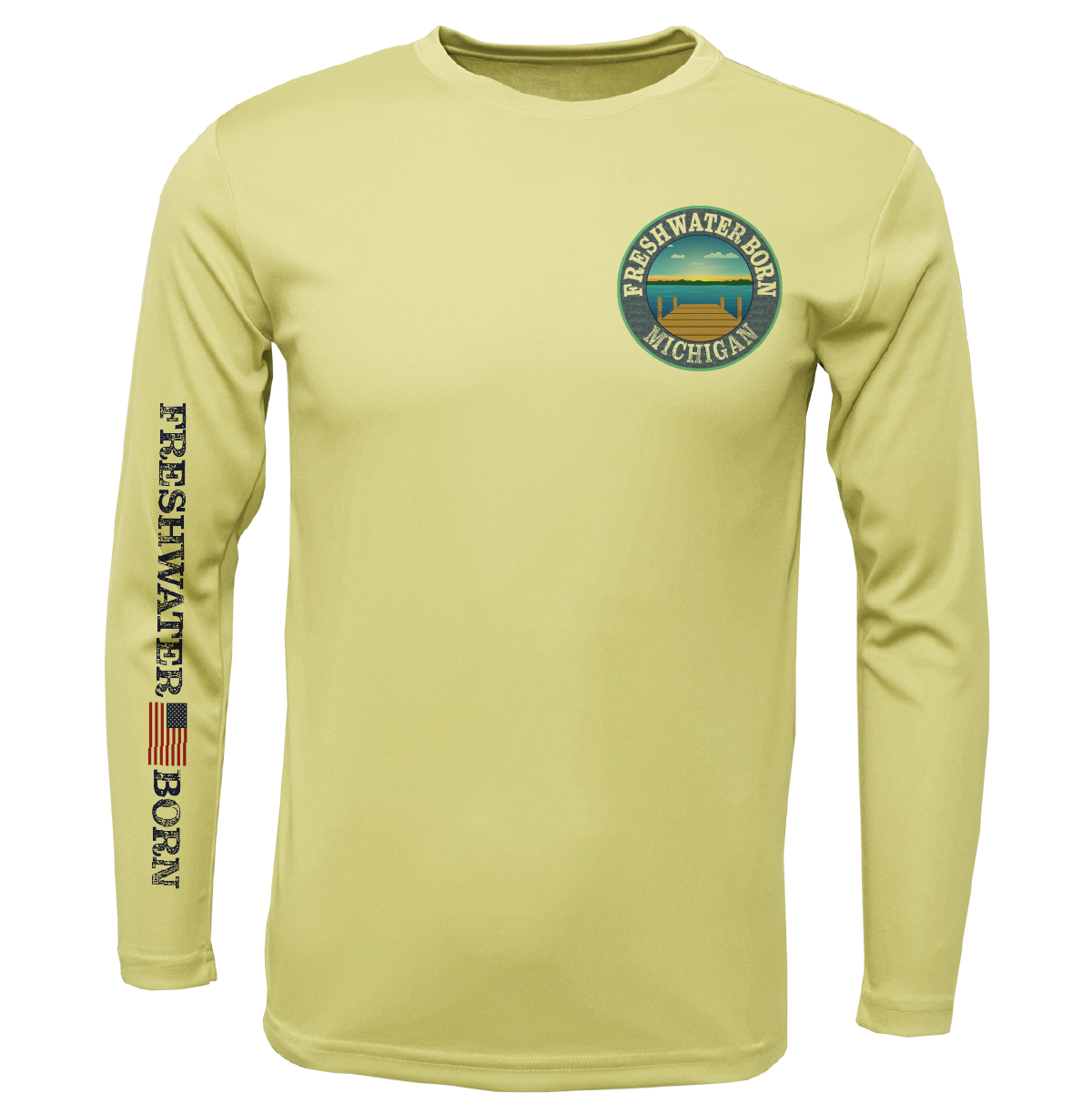 Michigan Freshwater Born "All For Rum and Rum For All" Men's Long Sleeve UPF 50+ Dry-Fit Shirt
