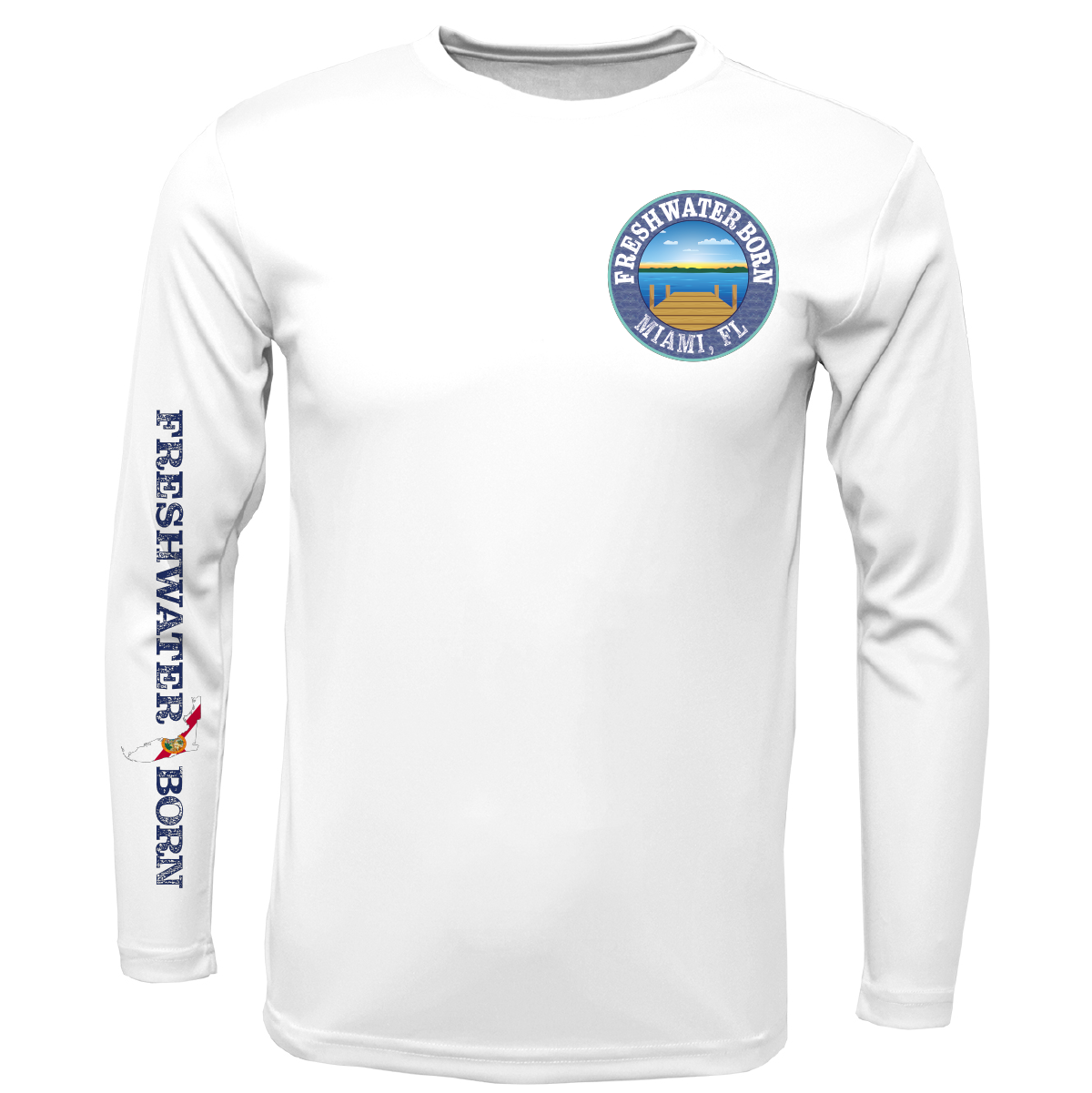 Miami, FL Freshwater Born Peacock Bass Men's Long Sleeve UPF 50+ Dry-Fit Shirt