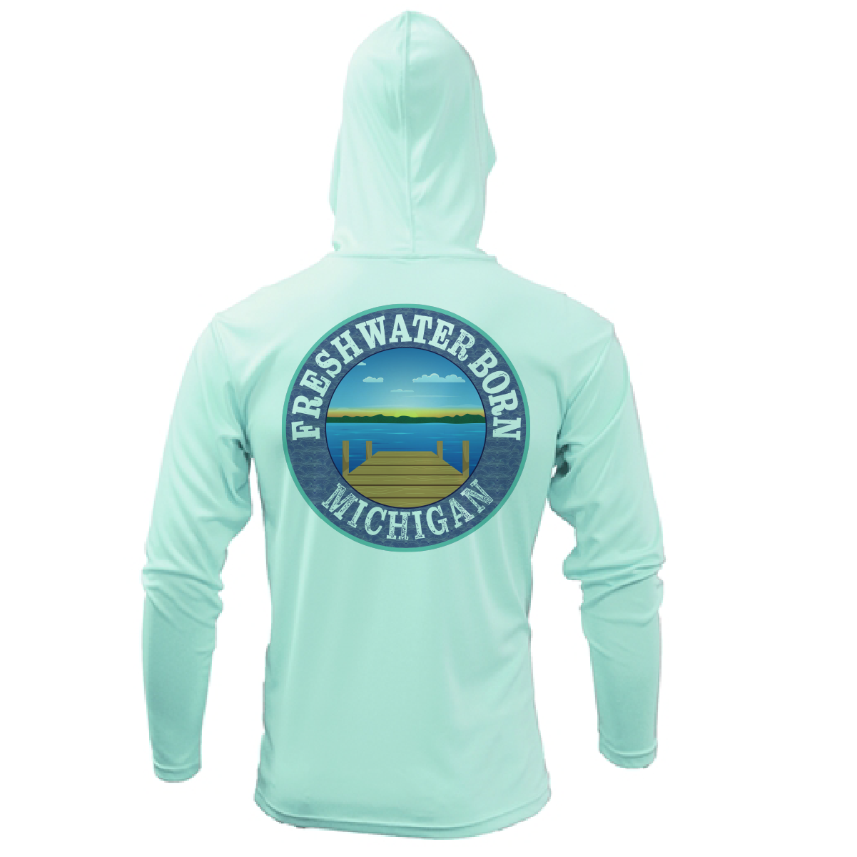 Michigan Freshwater Born SUP Flag Women's Long Sleeve UPF 50+ Dry-Fit Hoodie