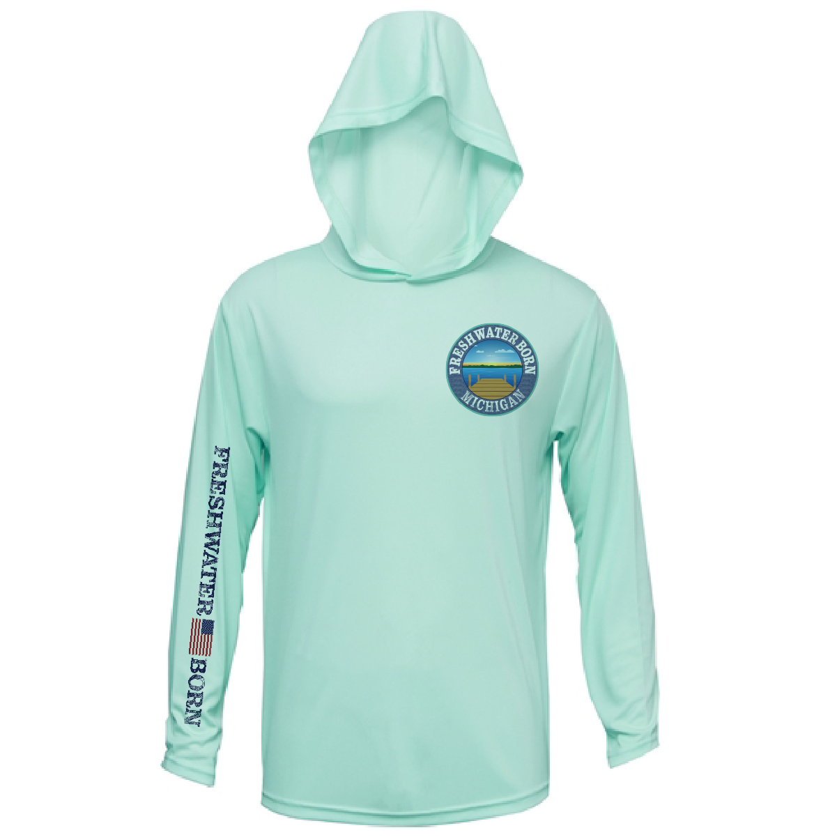 Michigan Freshwater Born "All For Rum and Rum For All" Men's Long Sleeve UPF 50+ Dry-Fit Hoodie
