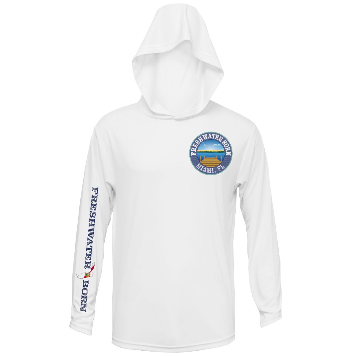 Miami, FL Freshwater Born Peacock Bass Men's Long Sleeve UPF 50+ Dry-Fit Hoodie
