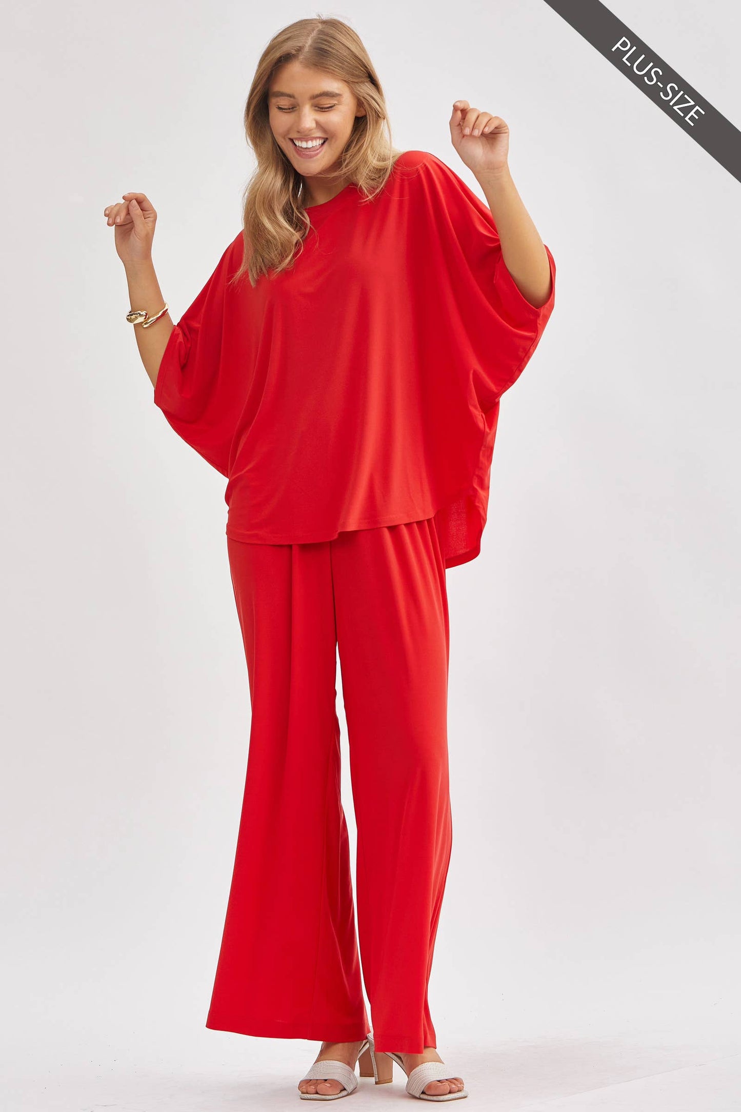 Dear Scarlett - PLUS SIZE Flowy Top + Wide Leg Set TRVSET-COASTAL: Royal Blue / 2X