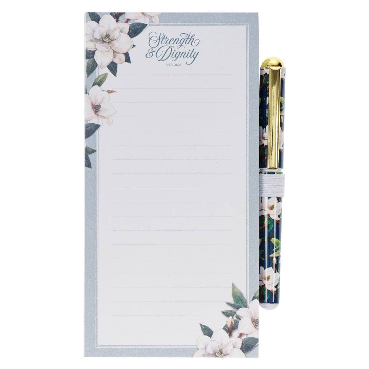 Christian Art Gifts - Magnetic Notepad w/pen Strength & Dignity Prov. 31:25