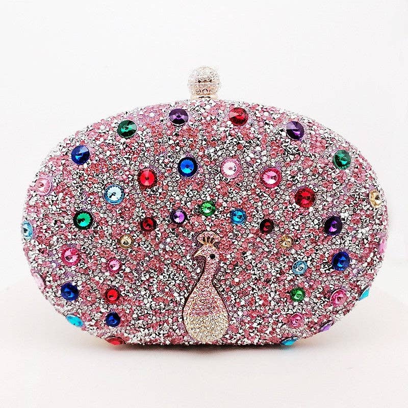 UZ Store Peacock Embellished Evening Clutch: BLACK