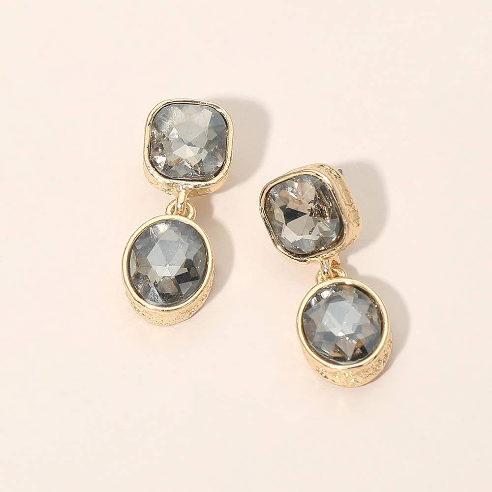 Sensibling Corp. - Square Oval Stone Link Drop Earrings: Peach