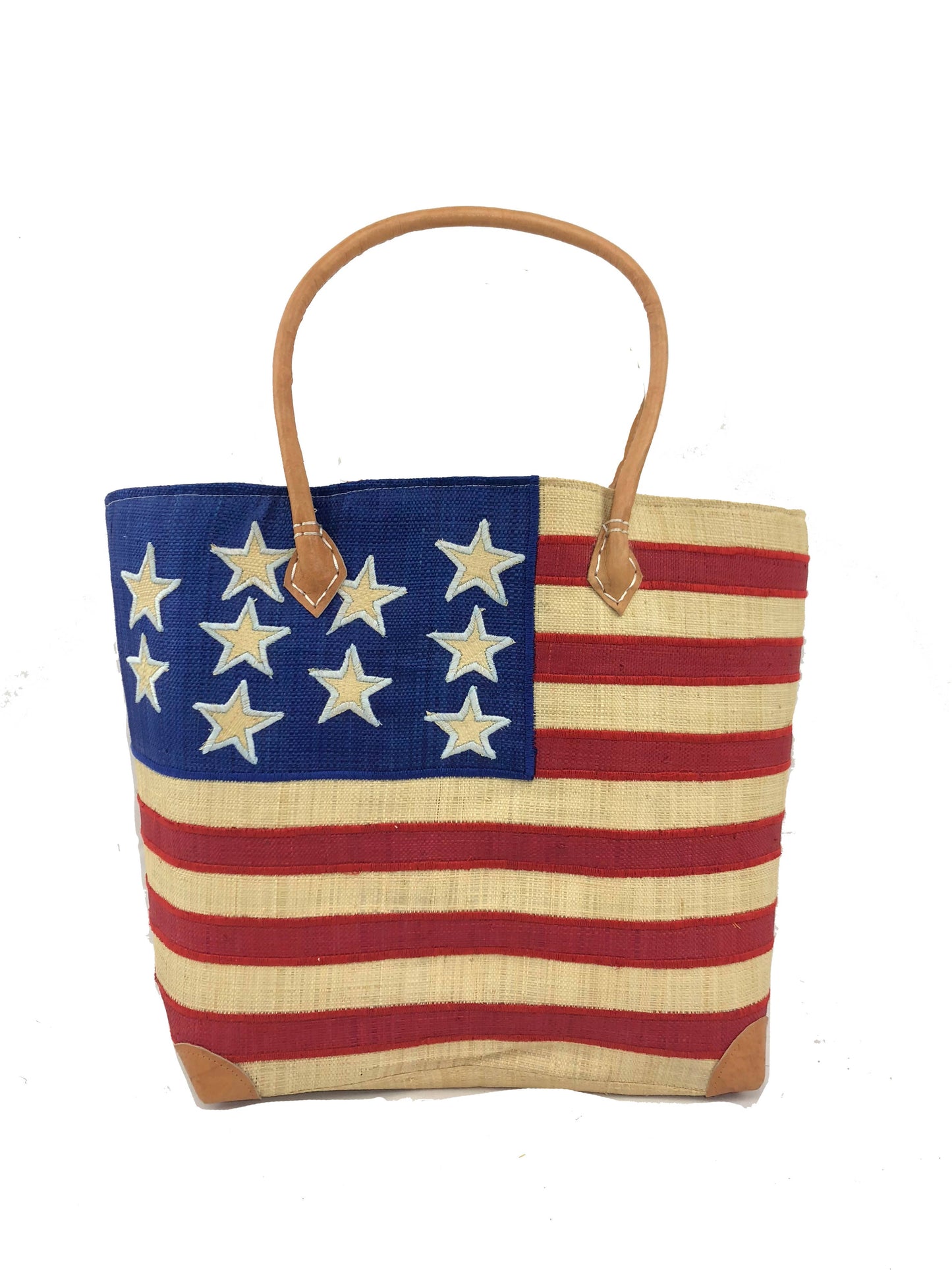 Shebobo - American Flag Straw Basket Bag
