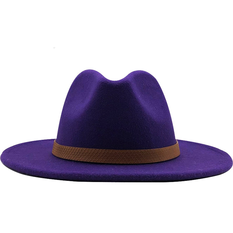 Online Exclusive! Women Wide Brim Wool Felt Jazz Fedora Hats Panama Style Ladies Trilby Gambler Hat Fashion Party Cowboy Sunshade Cap