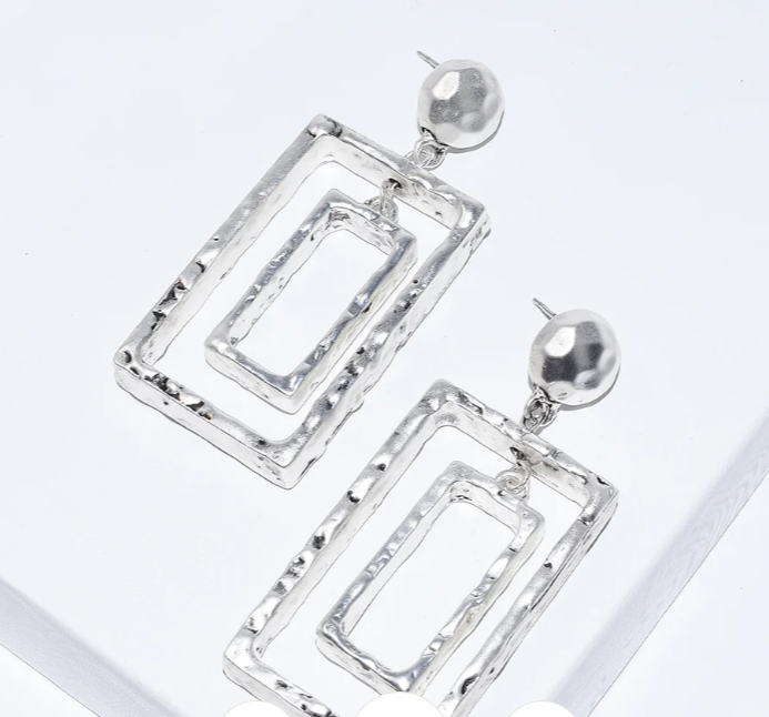 Karine Sultan Rectangular Ghost Frame Dangle Earrings