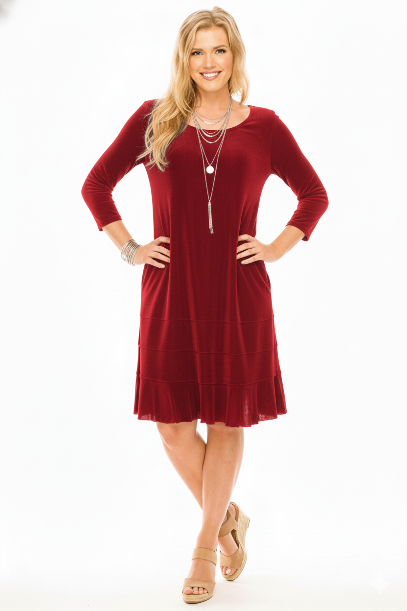 Jostar - AY Tier Dress-7029AY-QRS1: Olive / L