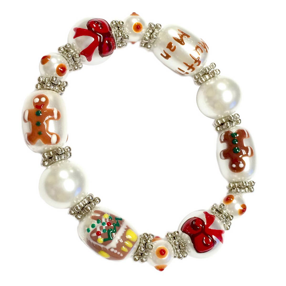 Fiona Accessories - Christmas Bracelet Painted Snowman Gift Tree Holiday Gifts: Gingerbread Man