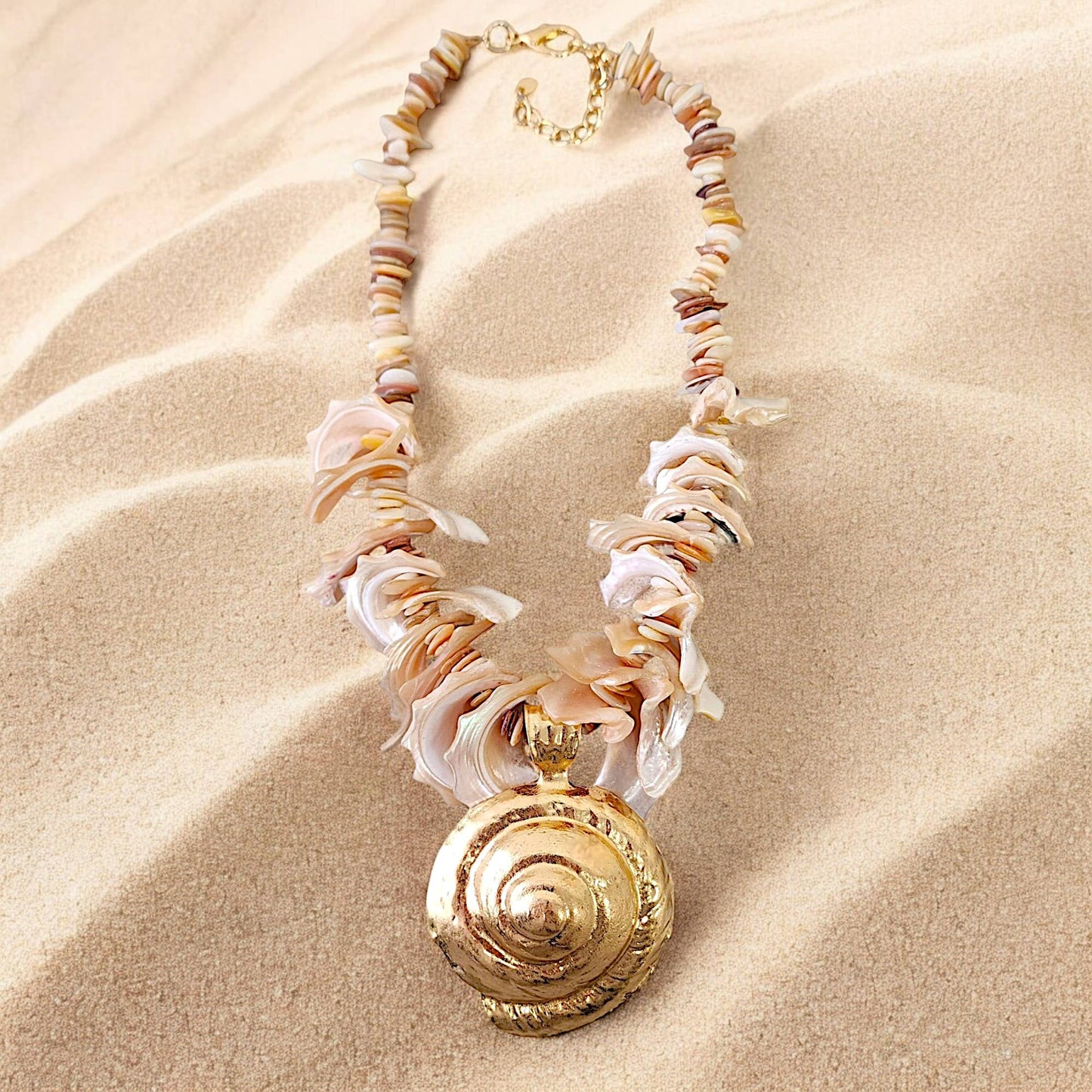 Bijoux Envie Statement Jewelry - Mocha Mousse Necklace | Seashell Necklace | Boho | Beach