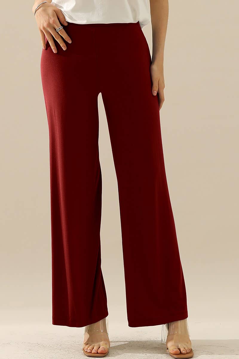 NINEXIS - CWBLP410_HIGH WAIST WIDE LEG PALAZZO LOOSE CASUAL PANTS: BLACK / (M) 1
