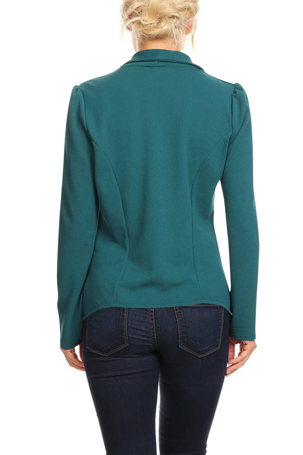 MOA COLLECTION - Women's Casual Office Work Basic Blazer Jacket S-3XL: Burgundy / 3X-Large