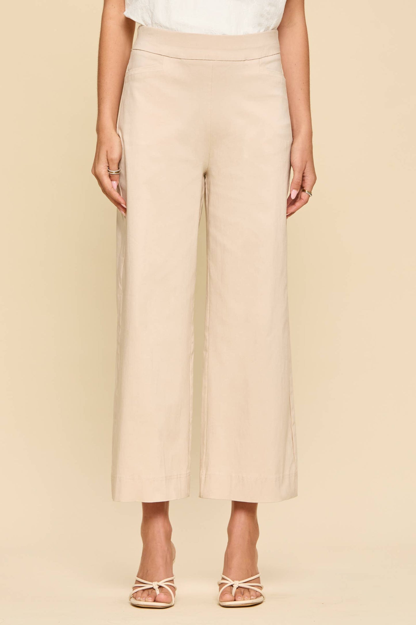 Dear Scarlett - Everyday Only Pair Wide Leg Pants: OFF WHITE