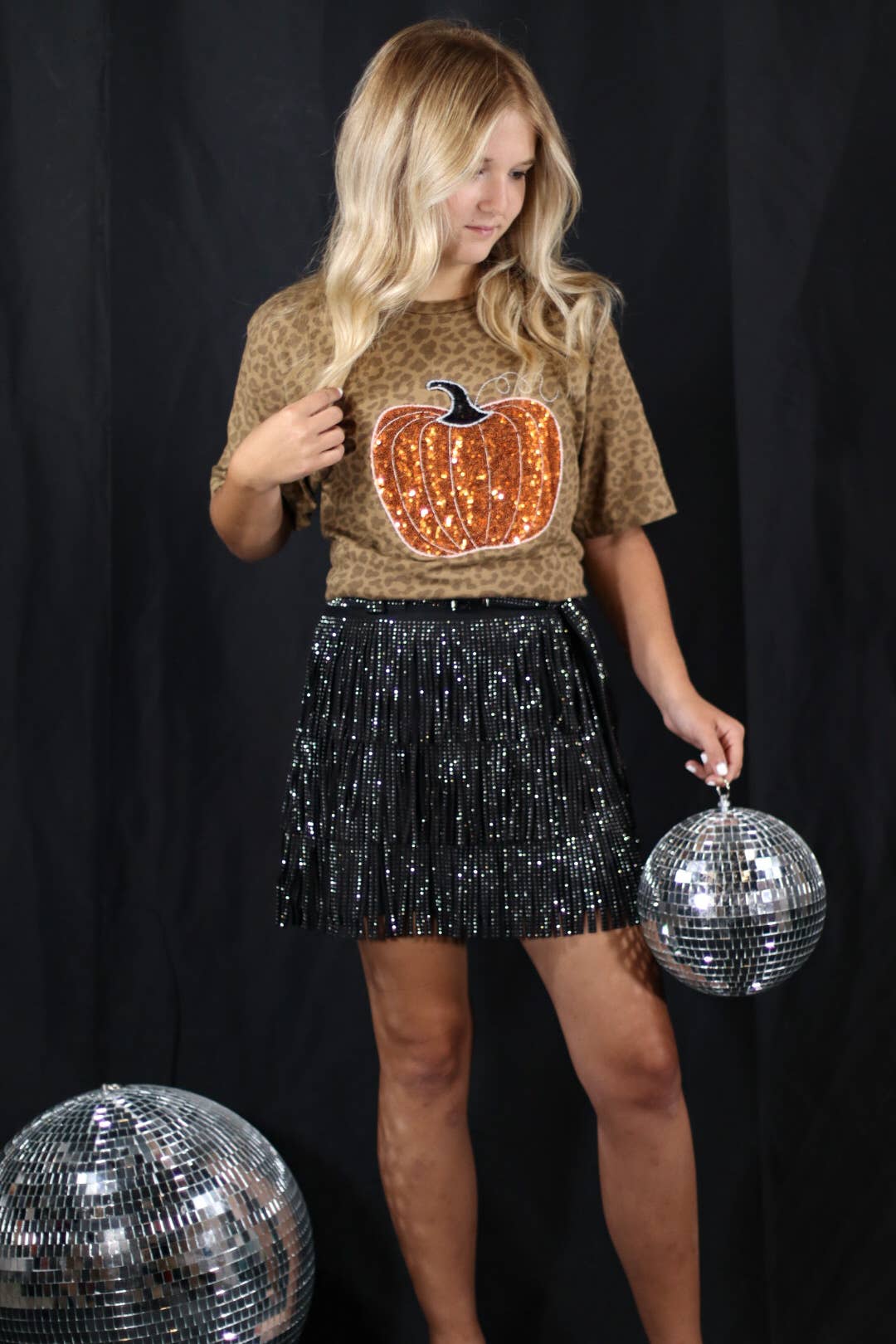 Shop Southern Belle - Pumpkin Fall Halloween Brown Leopard Short Sleeve