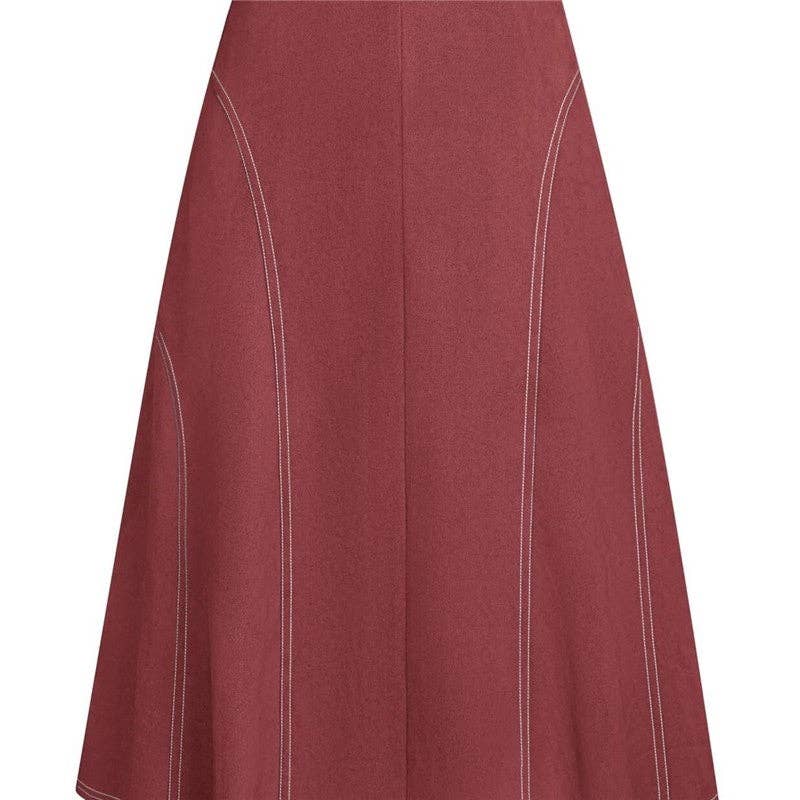 UZ Store - Suede High-Waisted Midi Skirt: Cognac