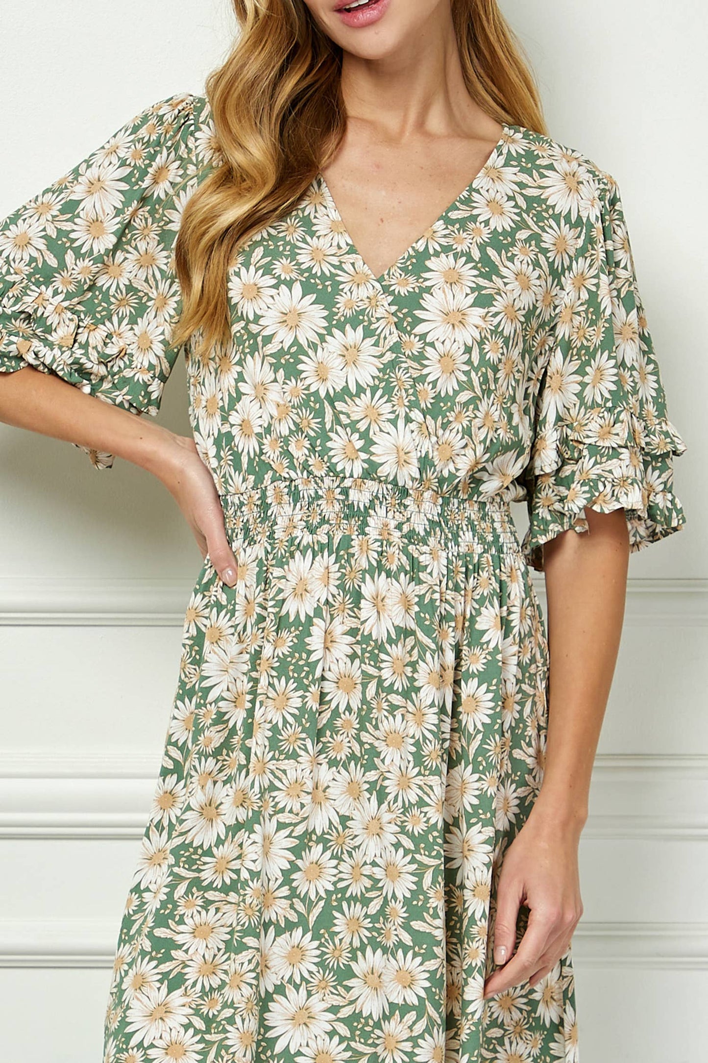 Winslow Collection - ELEGANT KIMONO INSPIRED SURPLICE DRESS  : BKCRM / M