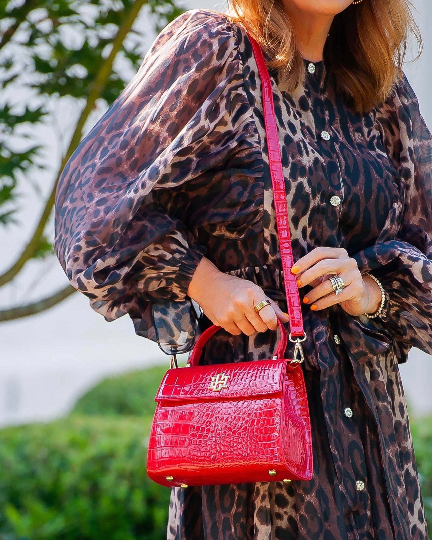 Caroline Hill - Vivienne Red Patent Handbag