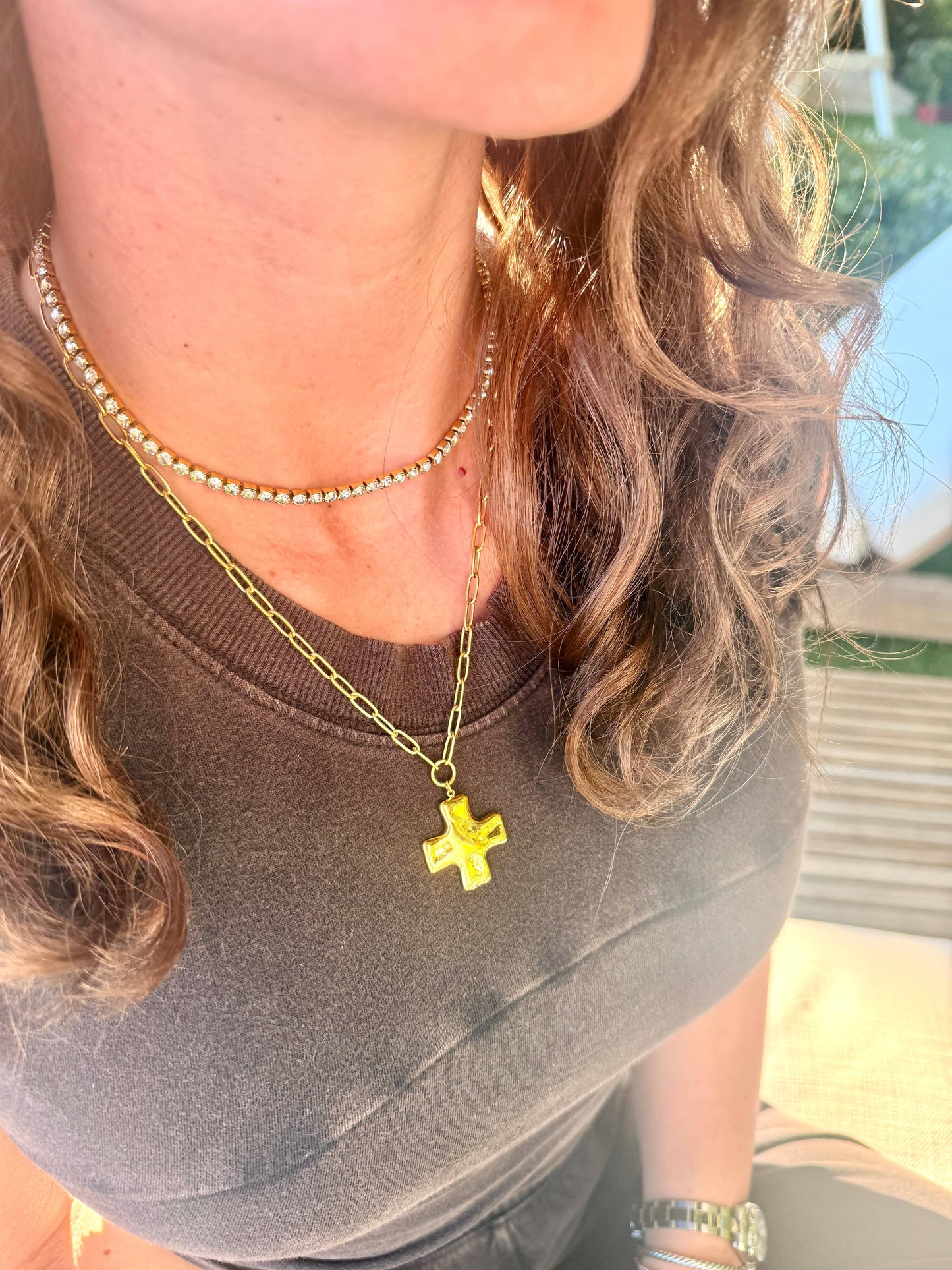 The Right Side Jewelry - Chunky Hammered Waterproof Cross