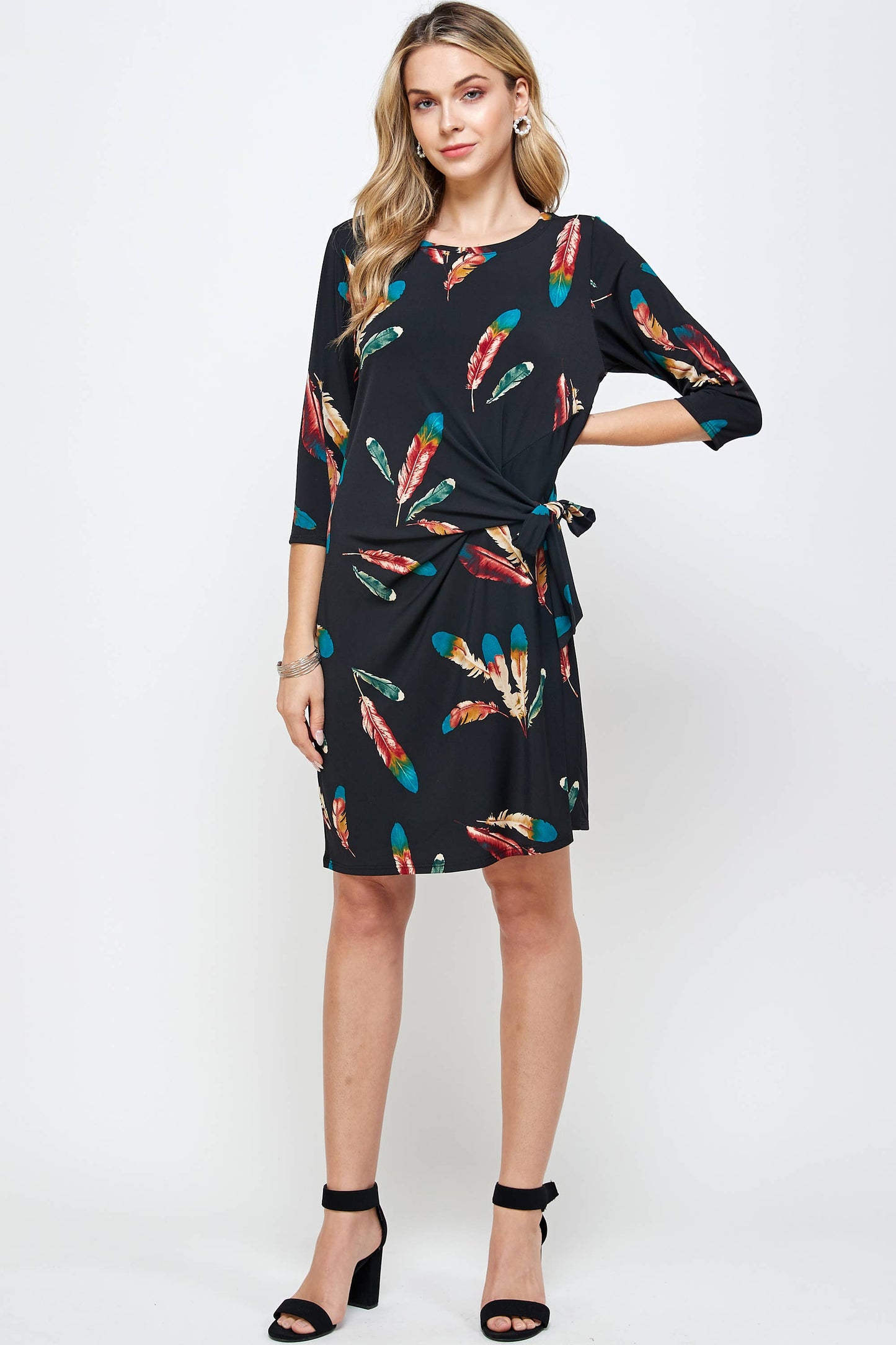 Jostar - HIT Round-NK Side Tie Dress-7071HT-QRP1-W235: S