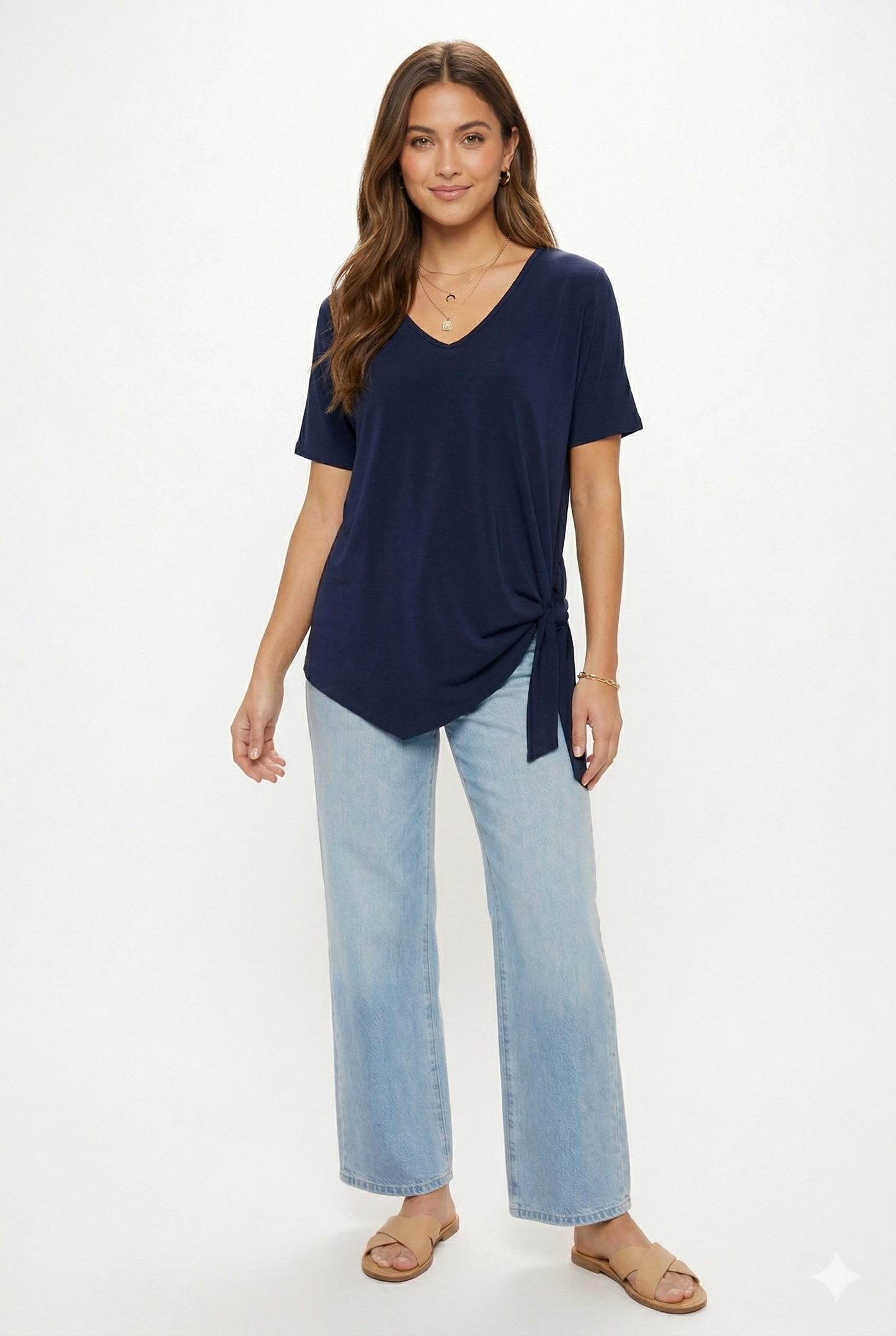 Jostar - HIT Dolman Sleeve Tie Side Tunic-3124HT-SRS1: Blush / L