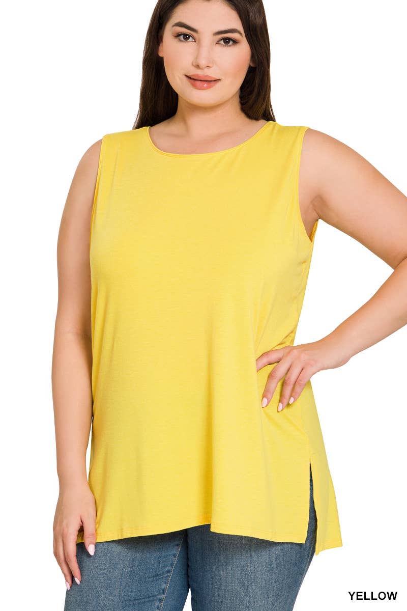 42POPS - SI-22945 Plus Sleeveless Round Top: +BLACK-141094 / 2X
