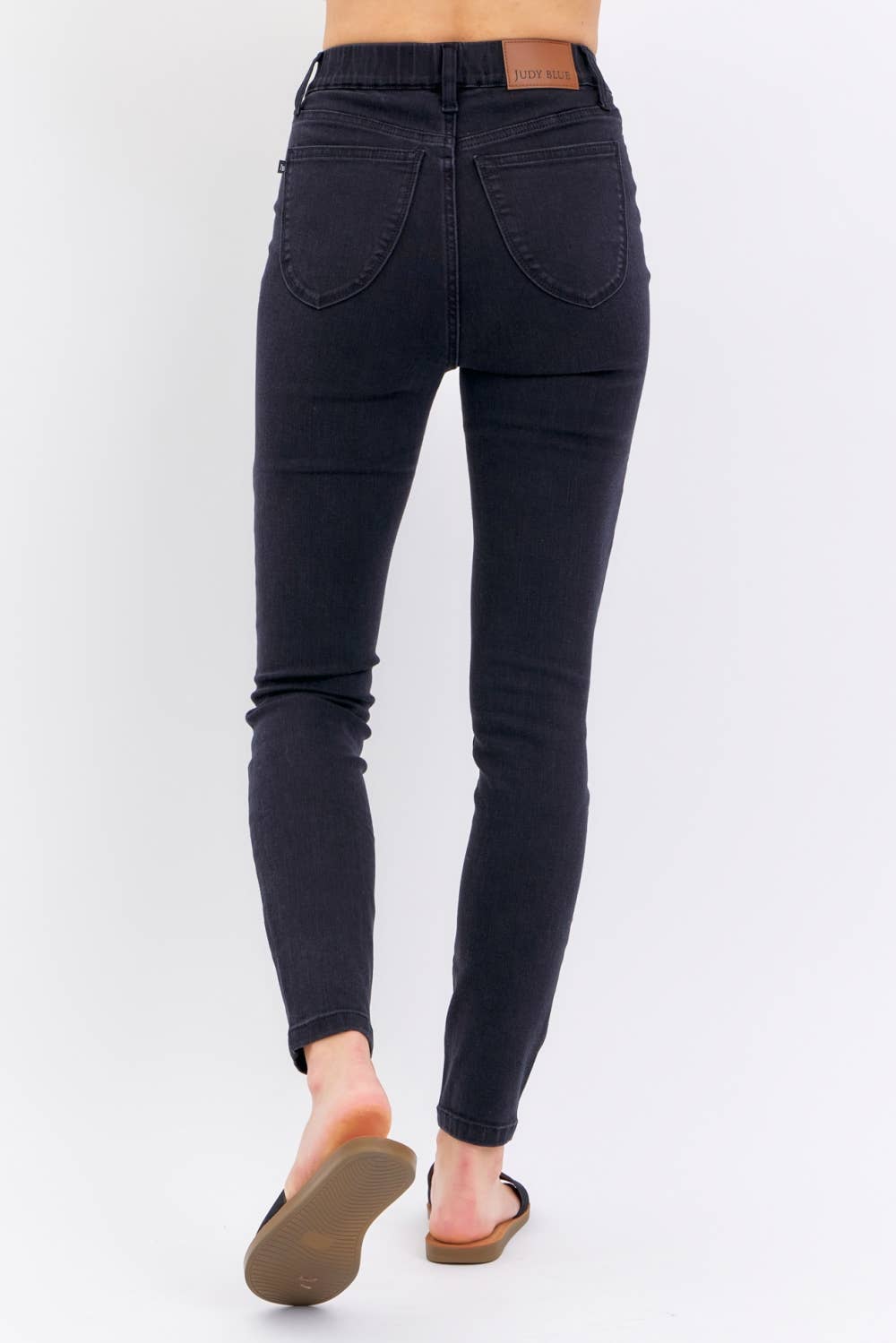 Judy Blue Jeans - High Waisted Pull On Shield Pockets Skinny: BK / 9(29)