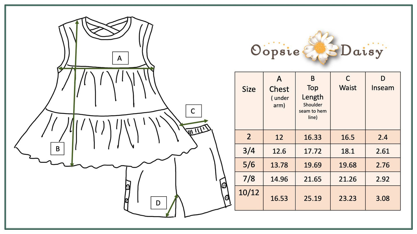 Oopsie Daisy - Kids Ruby Lime Green Daisy Spring Summer Short Set: 7/8
