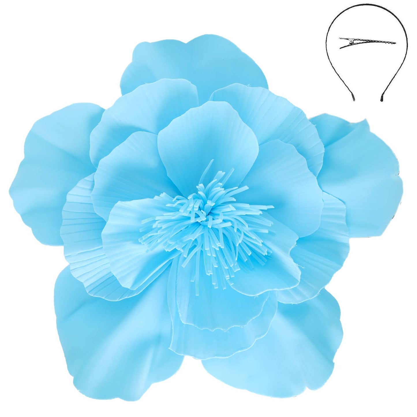 SP Sophia Collection - Lightweight Camellia Flower Fascinator : Aqua