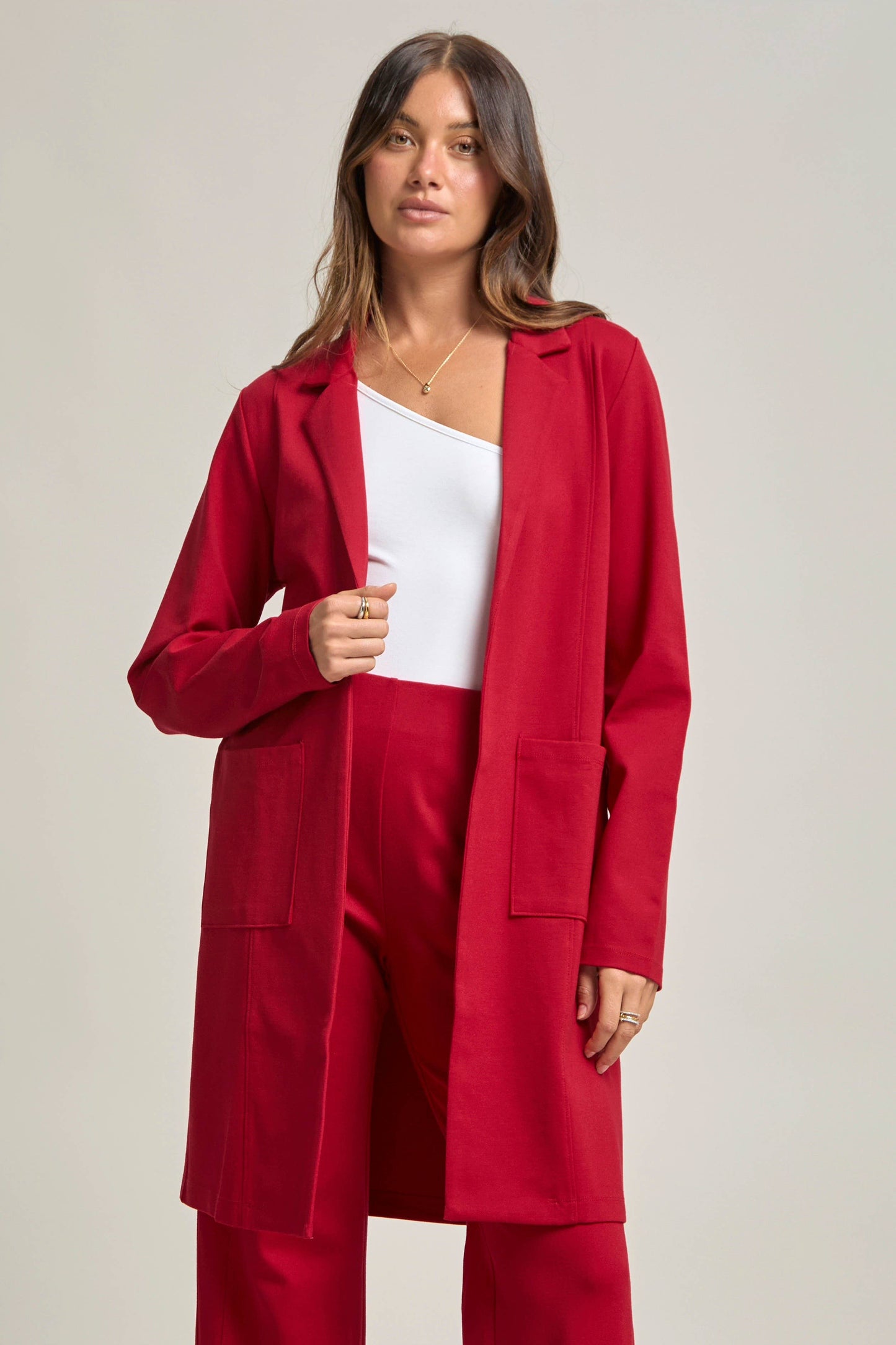Dear Scarlett - Magic Chic Midi Jacket: Red
