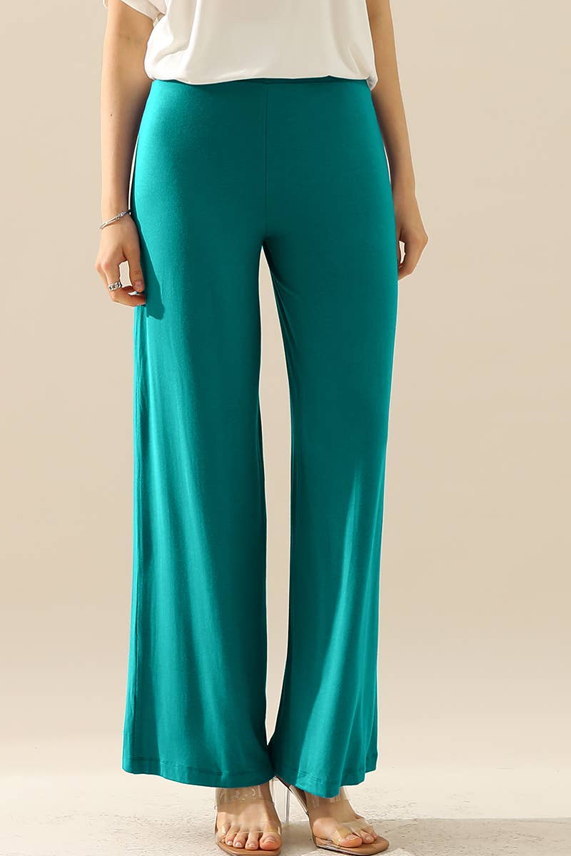 NINEXIS - CWBLP410-P_PLUS SIZE HIGH WAIST WIDE LEG PALAZZO LOOSE PANTS: BLACK / (2X) 1