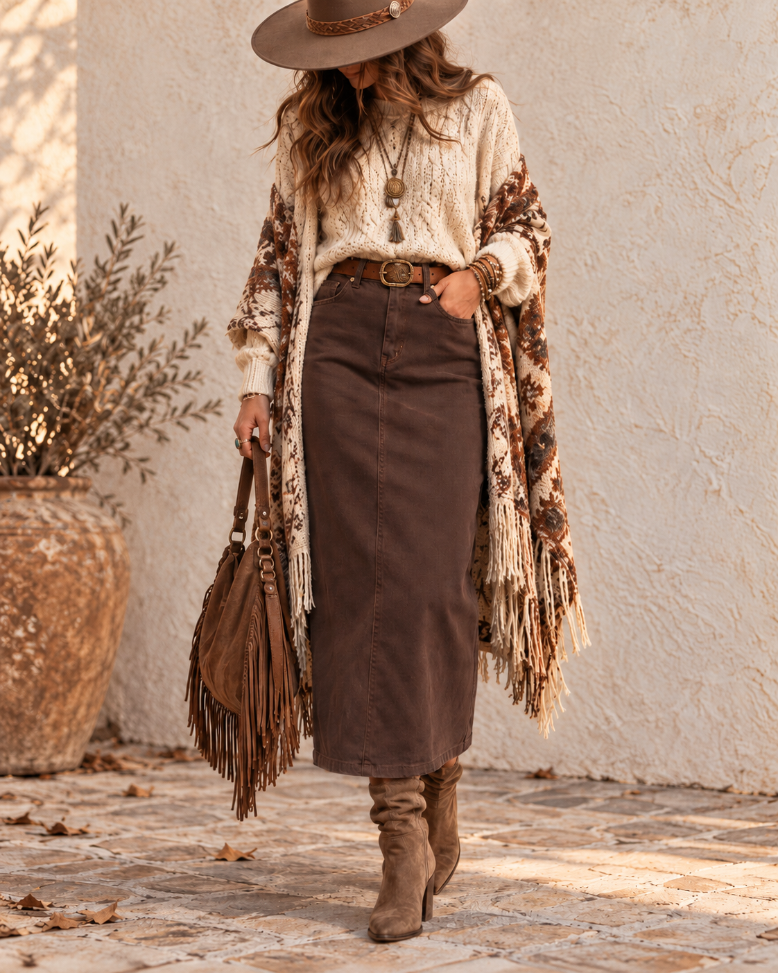 LaughTail Tees - High-Waisted Modest Straight Denim Maxi Skirt: Navy / L/40